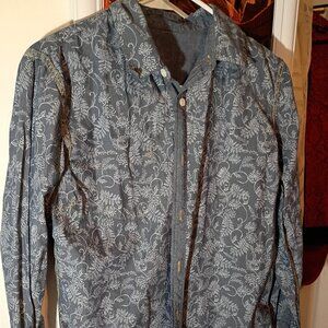 Blue floral western button down shirt